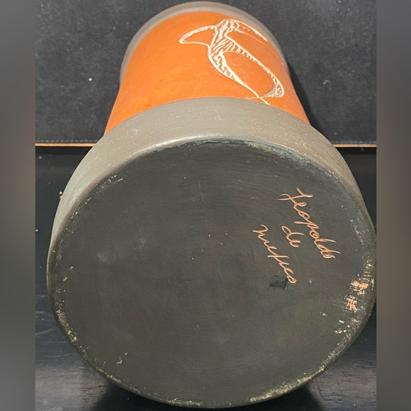 Mexican Mid-Century Sgrafitto Pottery Vase Leopoldode Mexico - Picture 6 of 8